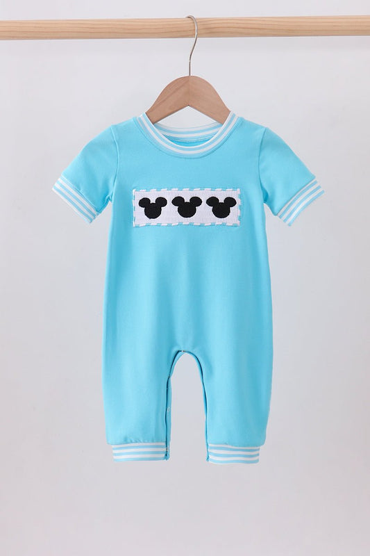 Blue character smocked romper - Abbies Place