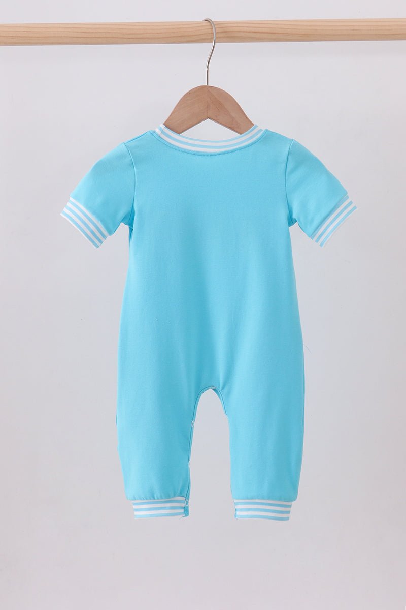 Blue character smocked romper - Abbies Place