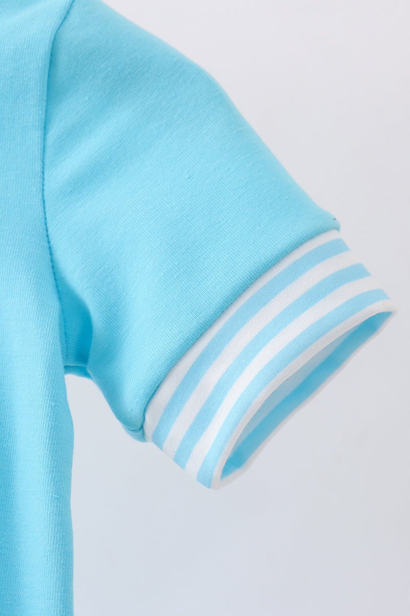 Blue character smocked romper - Abbies Place