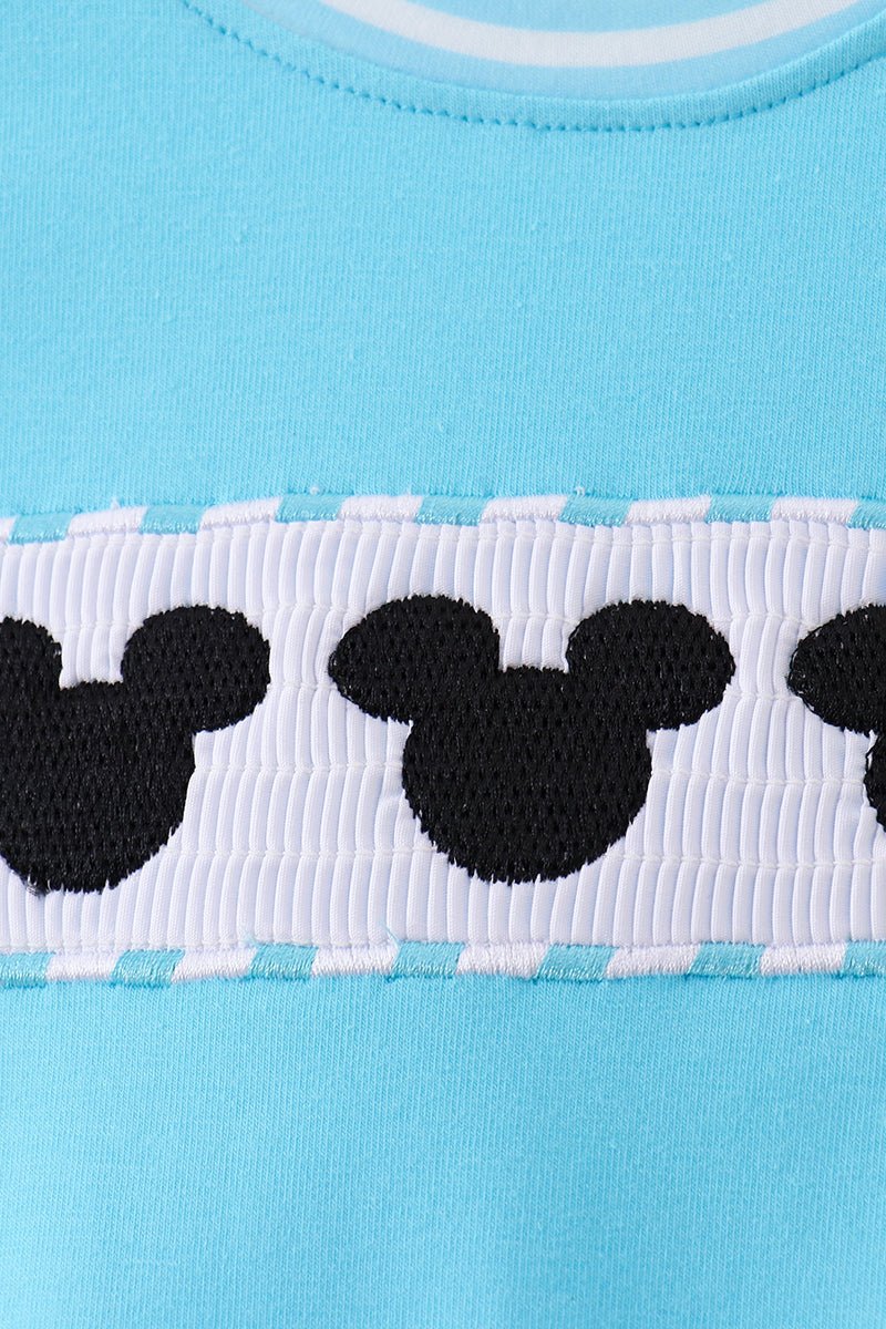 Blue character smocked romper - Abbies Place