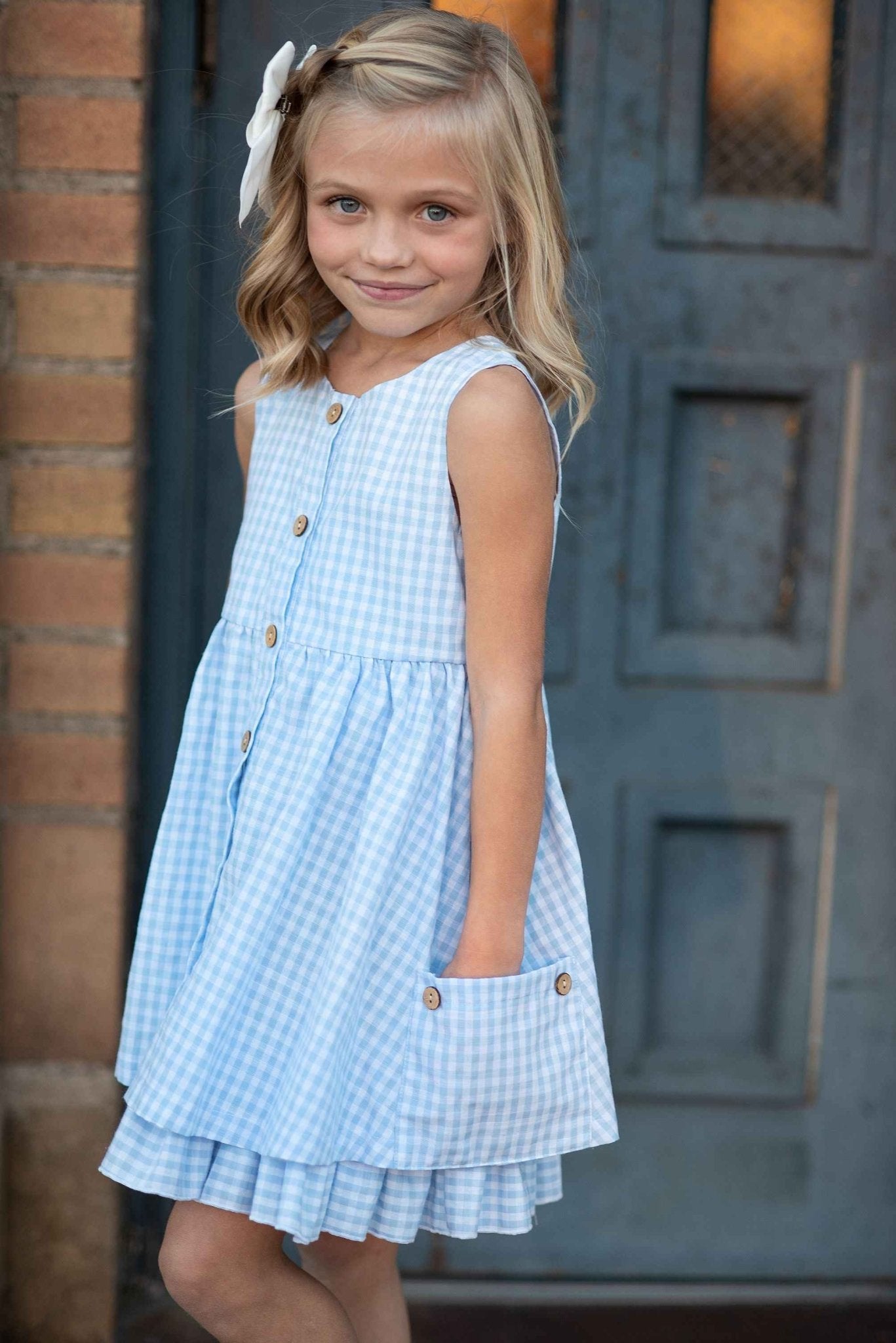 Blue Check Gingham Dress - Abbies Place
