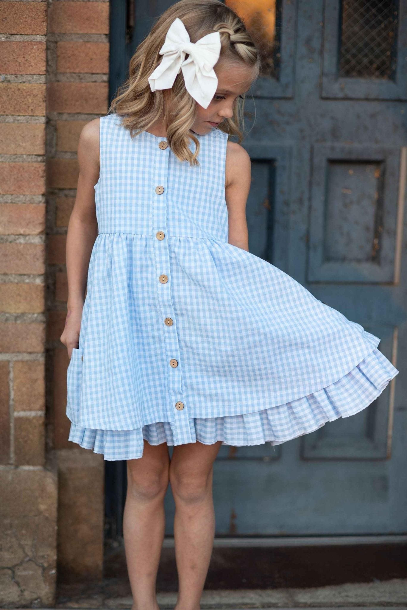 Blue Check Gingham Dress - Abbies Place