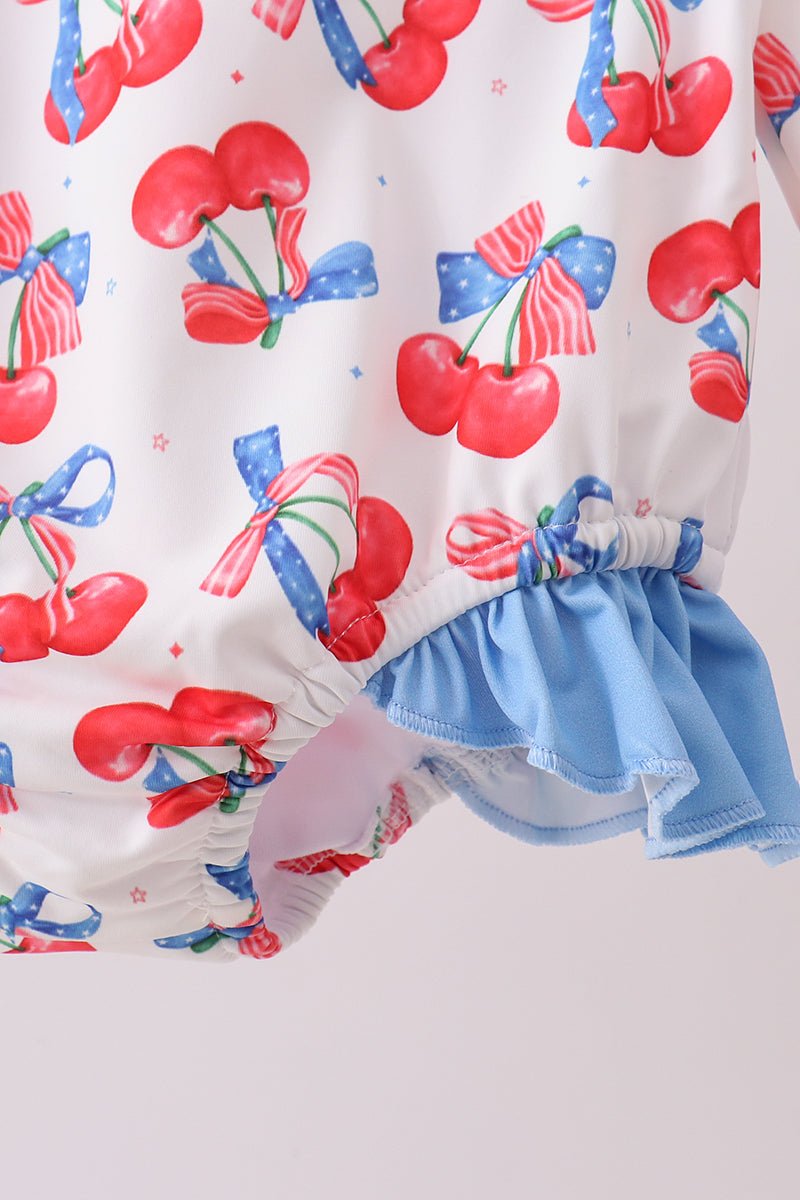 Blue cherry print rashguard - Abbies Place