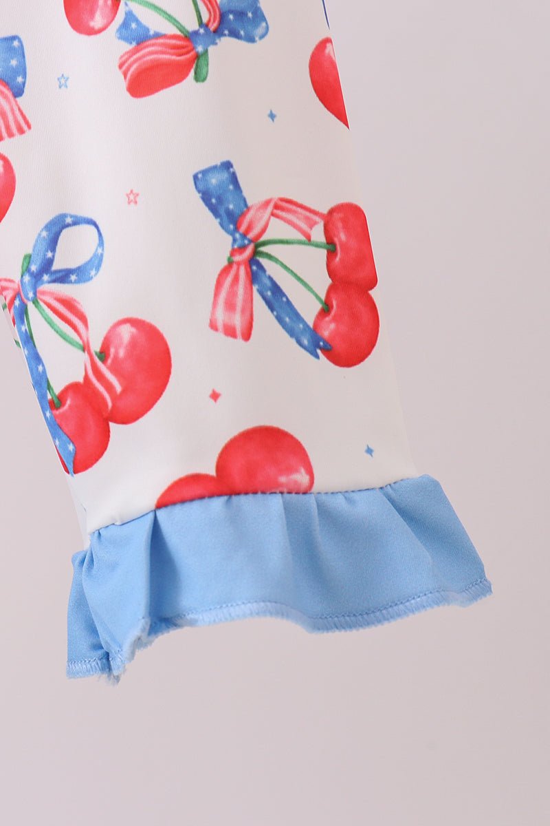 Blue cherry print rashguard - Abbies Place