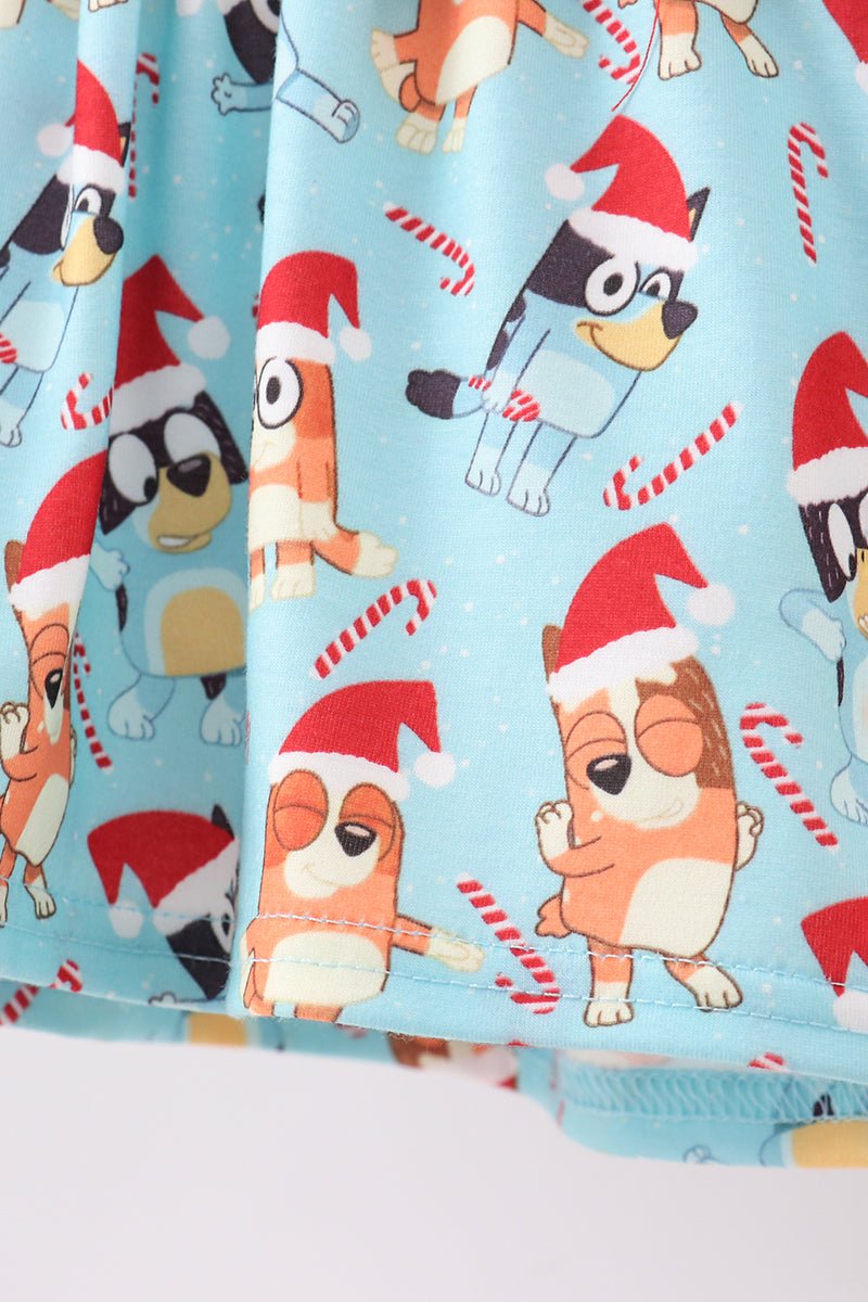 Blue christmas character print bloomer set - Abbies Place