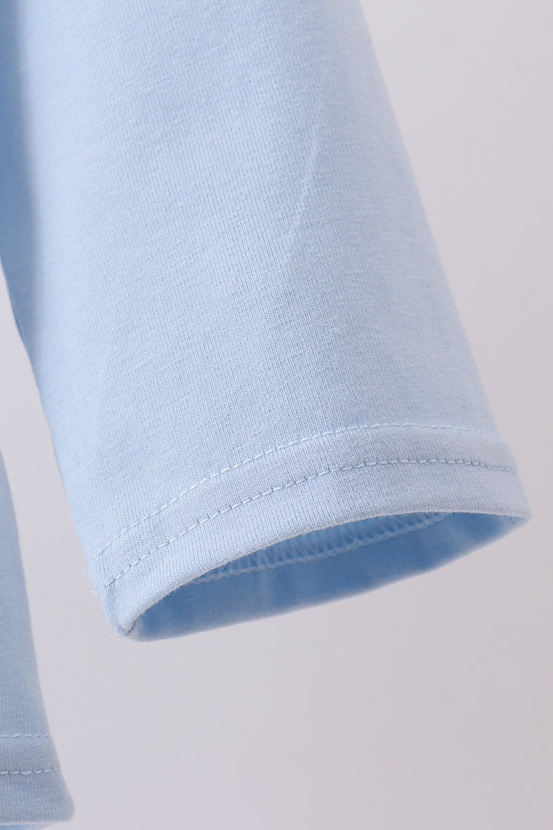 Blue construction embroidery top - Abbies Place