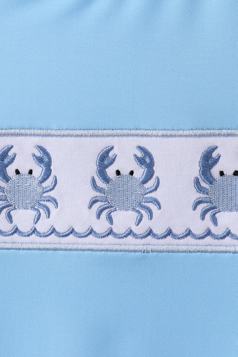 Blue crab embroidery one-piece swimsuit - Abbies Place