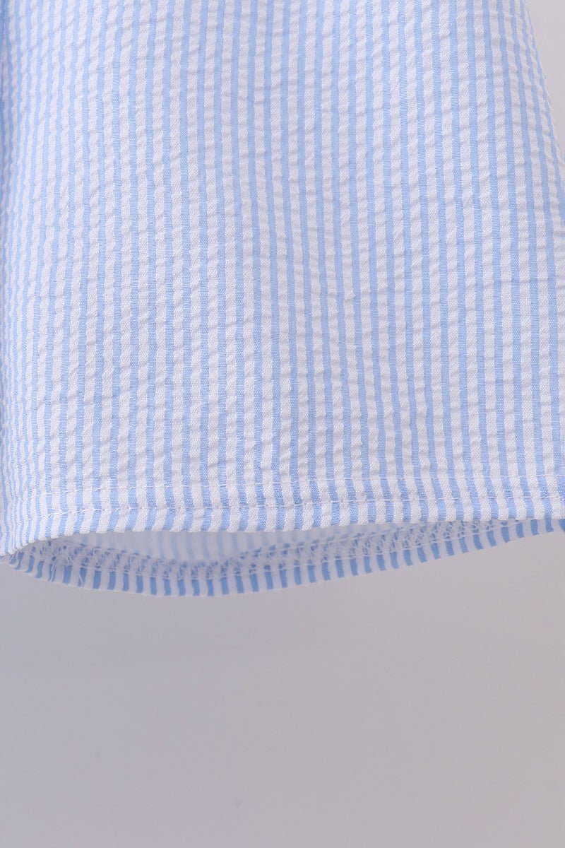 Blue crab embroidery stripe shorts swimsuit - Abbies Place