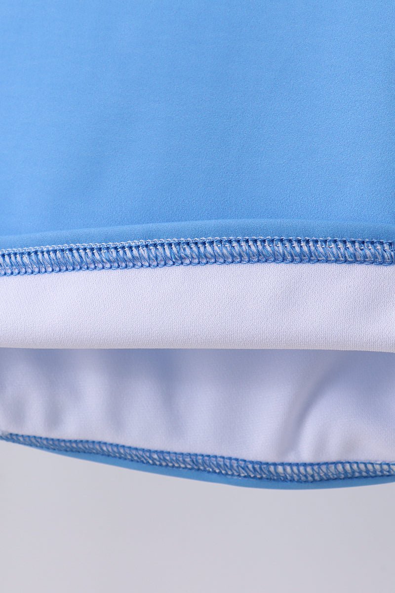 Blue crab embroidery stripe shorts swimsuit - Abbies Place