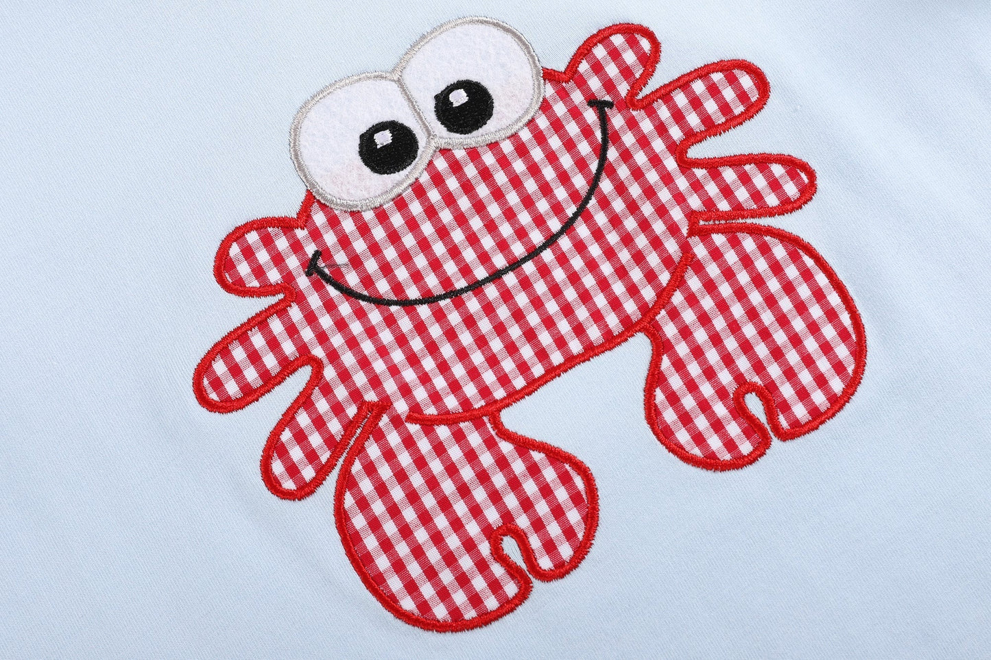 Blue Crab Shirt and Red Gingham Shorts Set