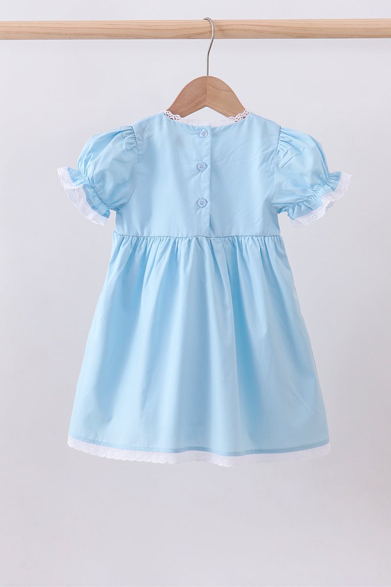 Blue cross embroidery lace dress - Abbies Place