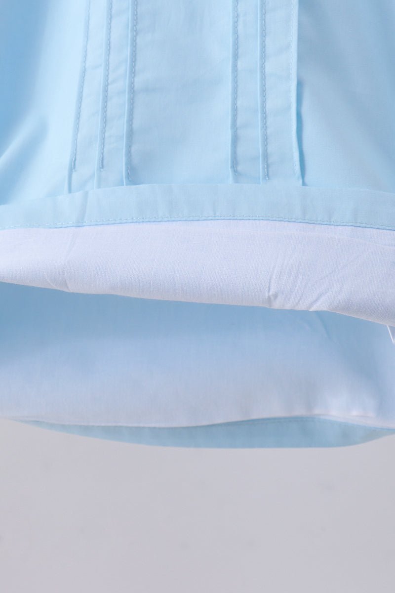 Blue cross embroidery shorts set - Abbies Place