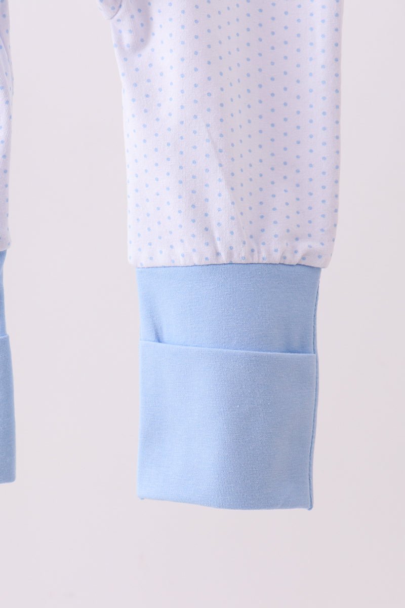 Blue dot horse embroidery romper - Abbies Place
