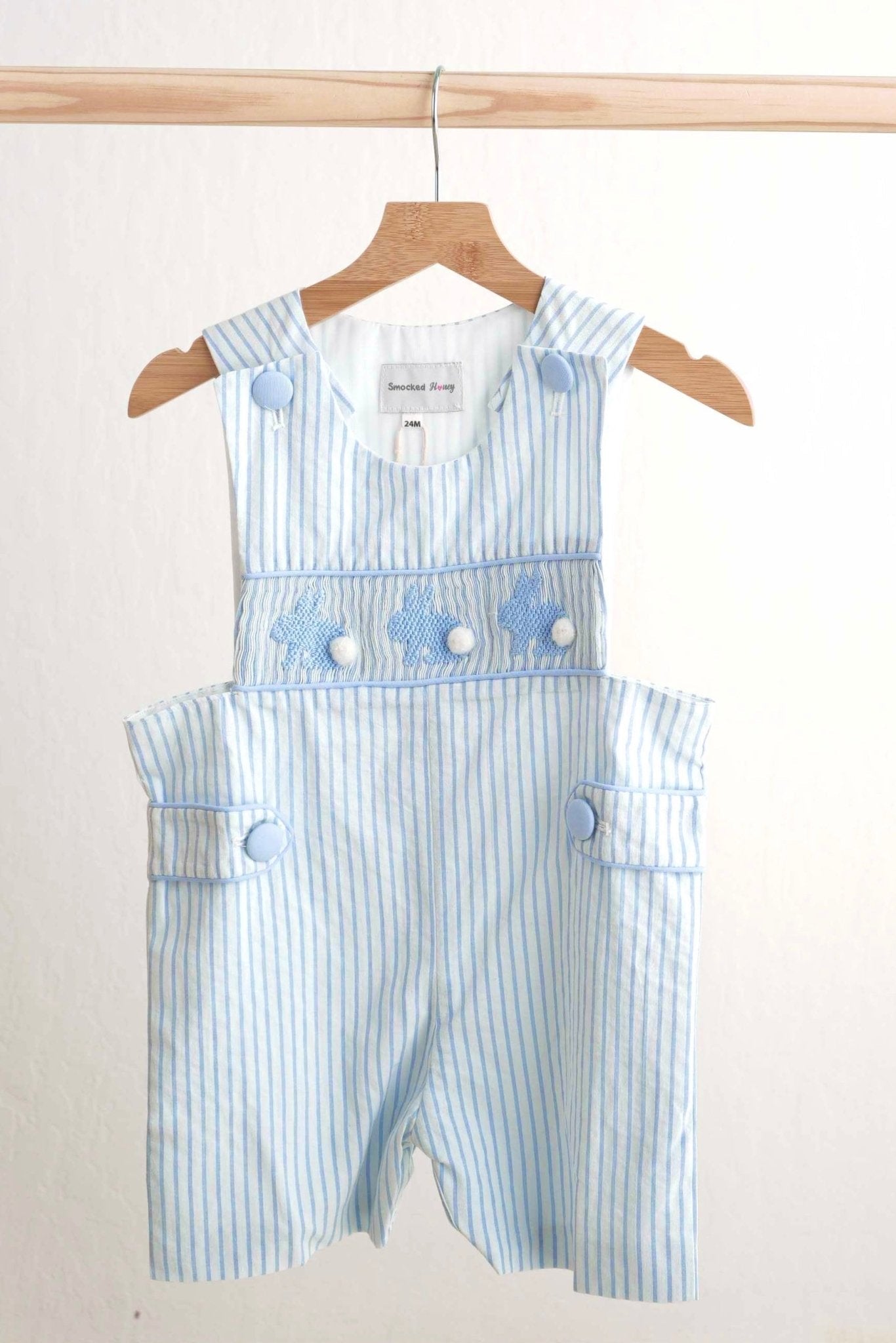 Blue easter bunny hand-smocked boy jonjon - Abbies Place