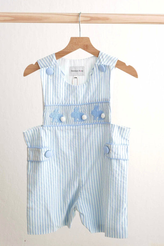Blue easter bunny hand-smocked boy jonjon - Abbies Place
