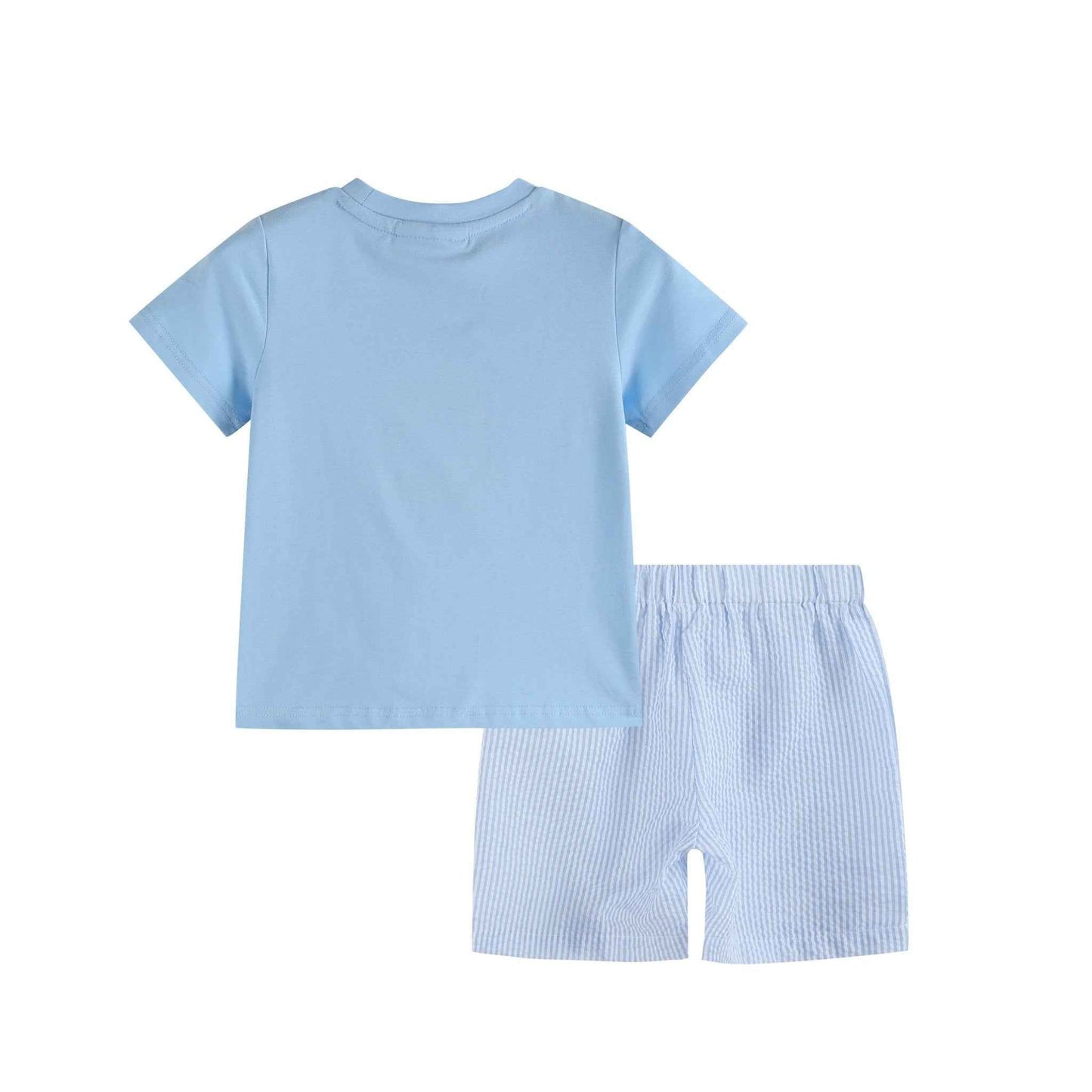 Blue Easter Train T-Shirt and Seersucker Shorts Set - Abbies Place