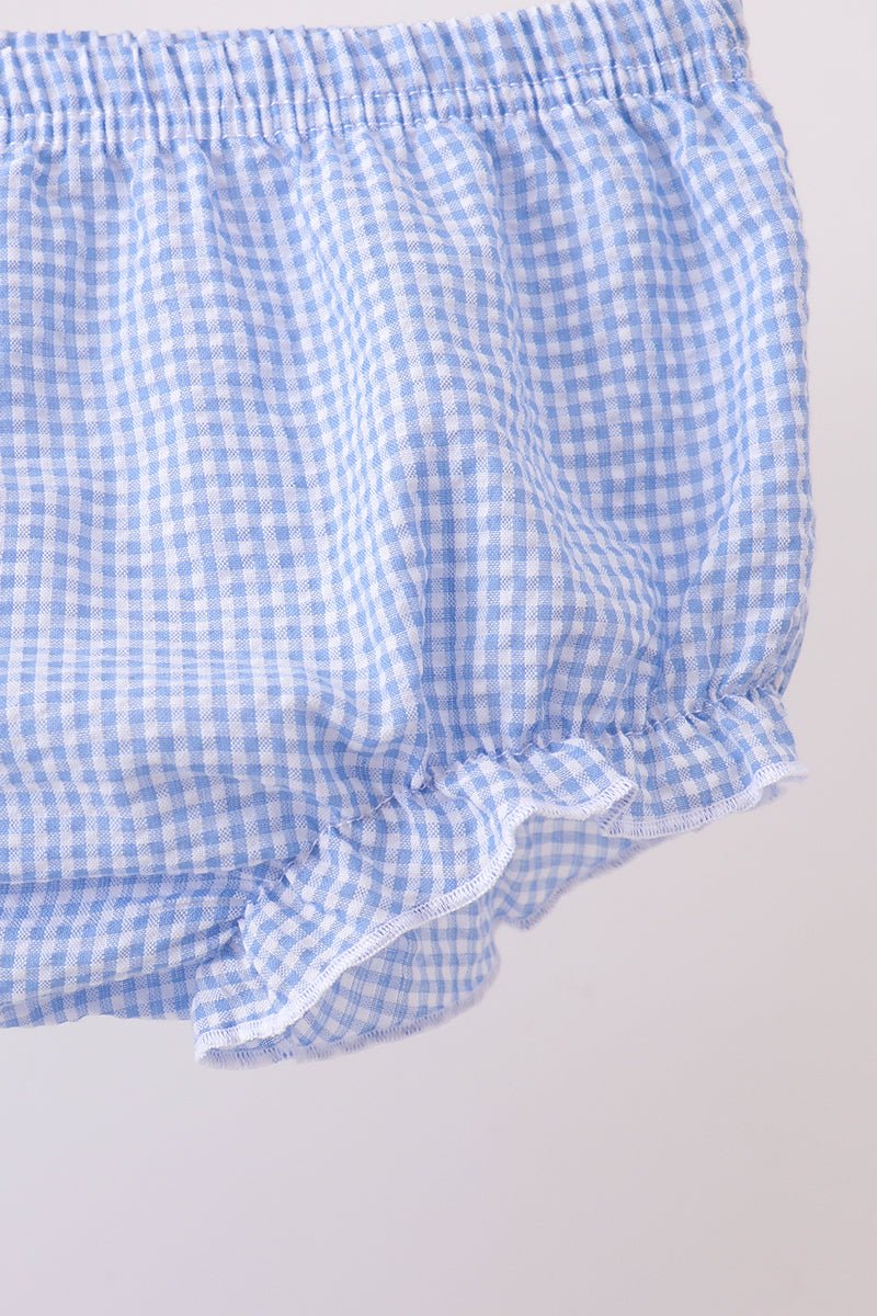 Blue flag embroidery ruffle bloomer set - Abbies Place