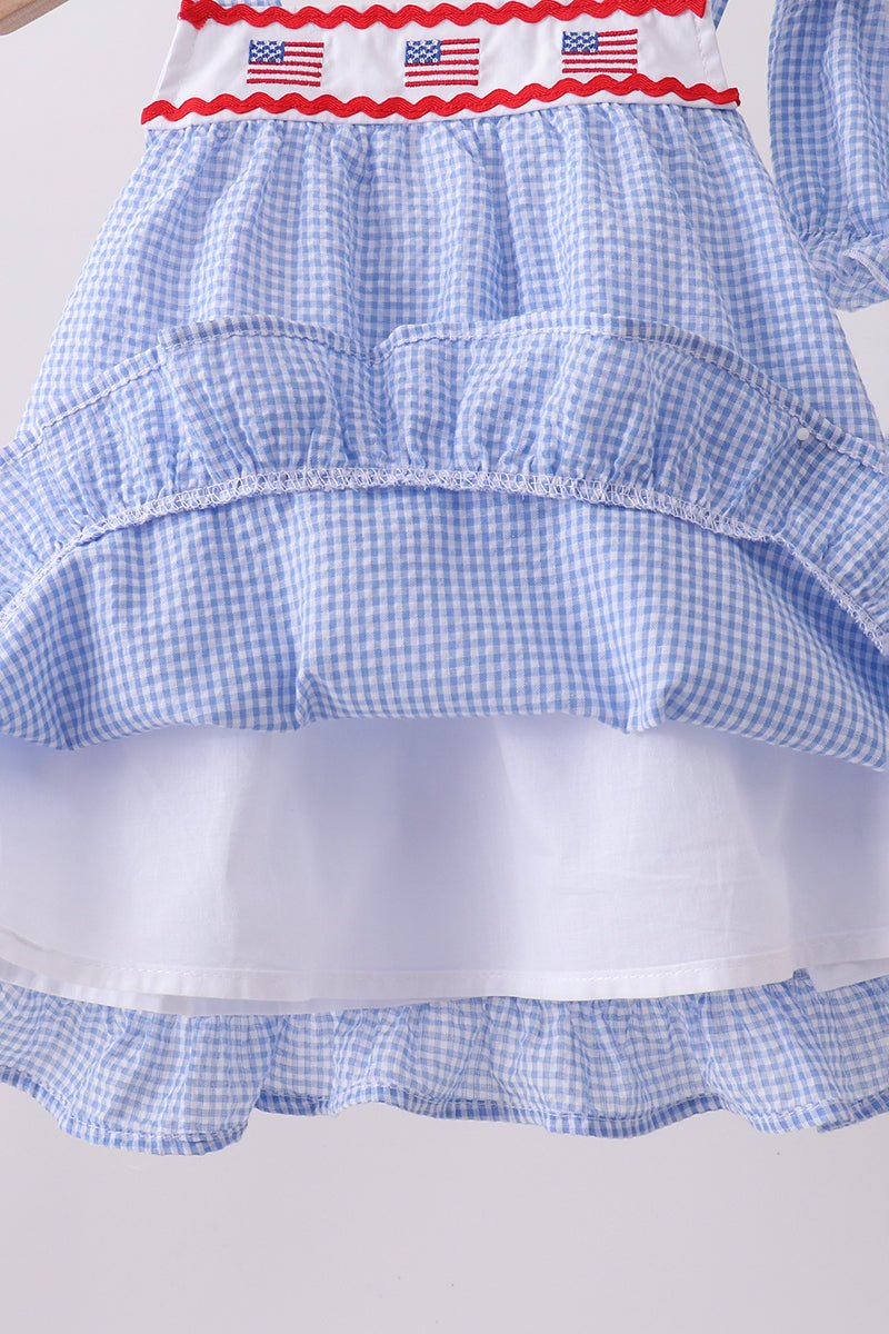 Blue flag embroidery ruffle bloomer set - Abbies Place