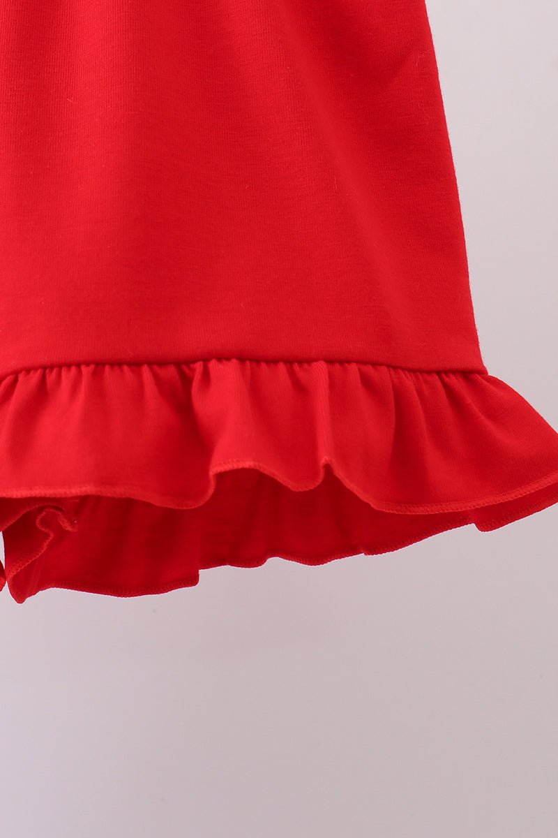 Blue flag embroidery seersucker ruffle shorts set - Abbies Place