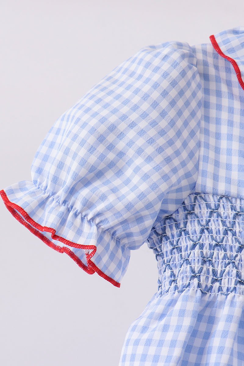 Blue flag smocked ruffle bloomer set - Abbies Place