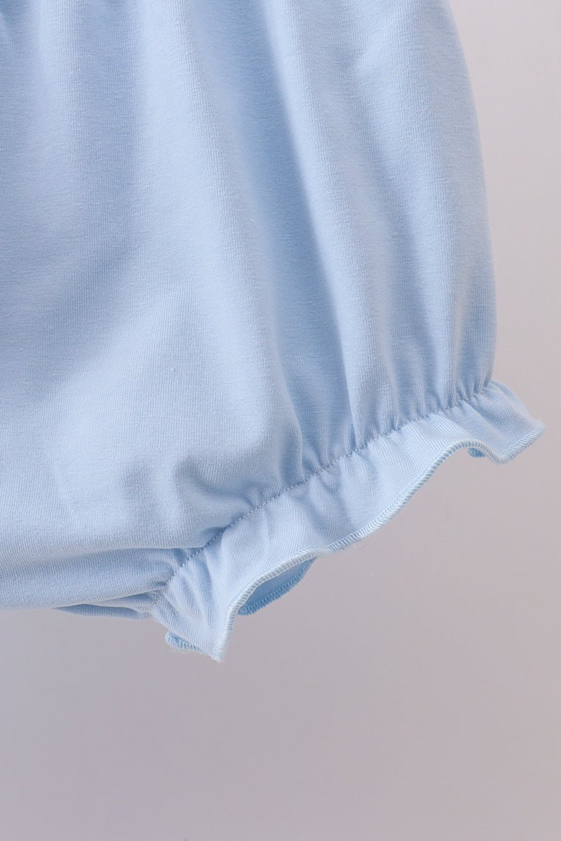 Blue flag smocked ruffle bloomer set - Abbies Place