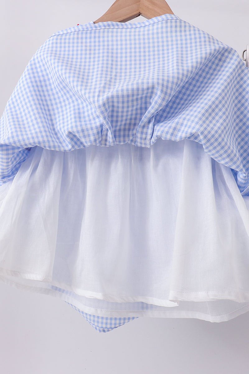 Blue flag smocked ruffle dress - Abbies Place
