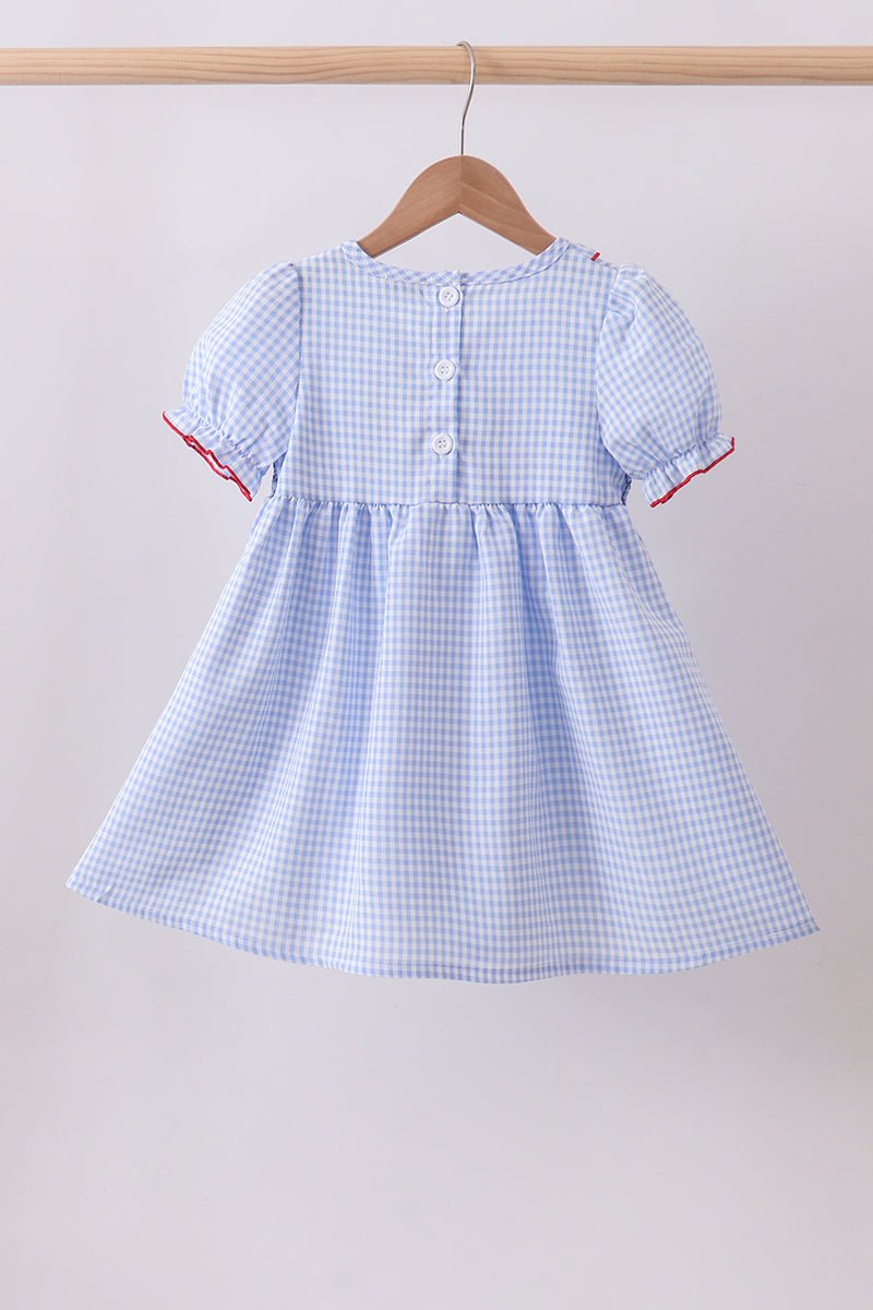 Blue flag smocked ruffle dress - Abbies Place