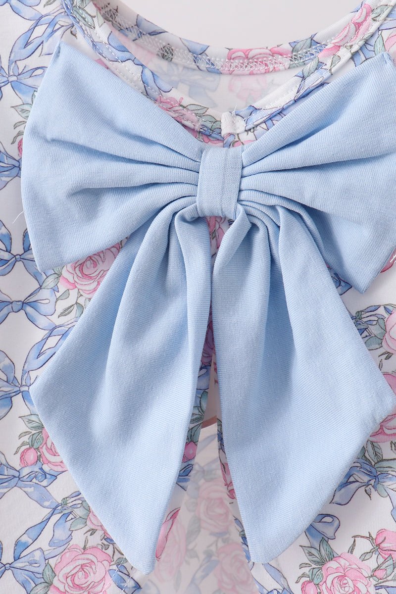 Blue Floral Bow Bloomer Set - Abbies Place