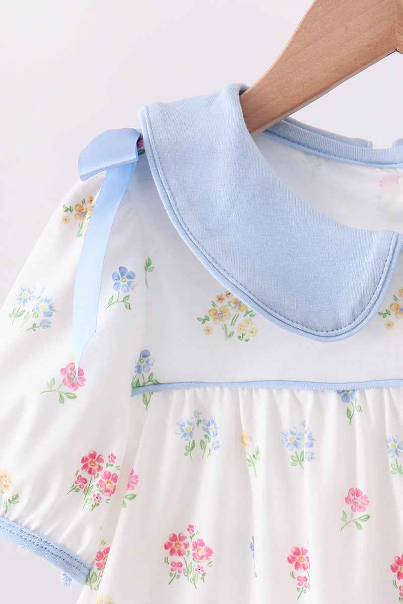 Blue floral bow pants set - Abbies Place