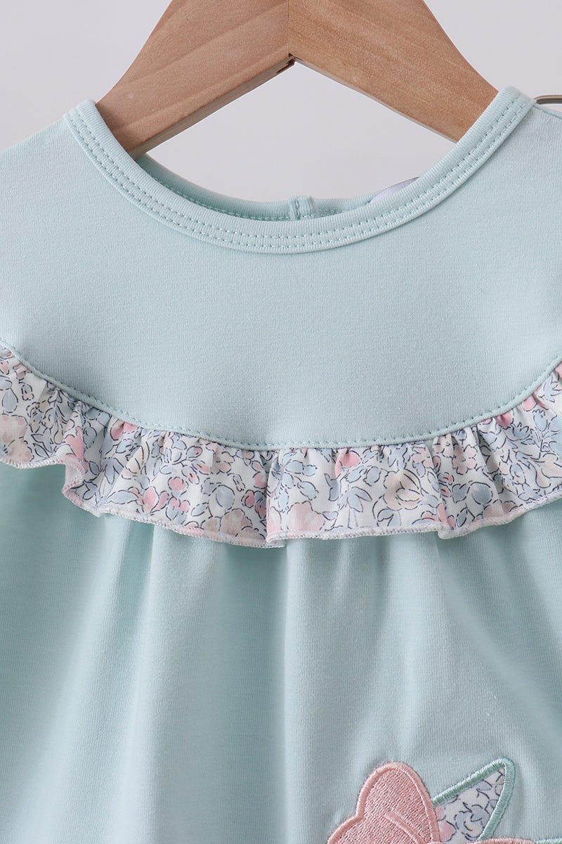 Blue floral bunny applique bloomer set - Abbies Place