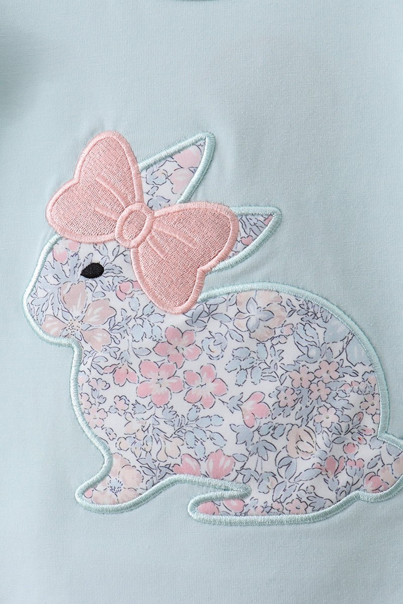 Blue floral bunny applique ruffle skorts set - Abbies Place