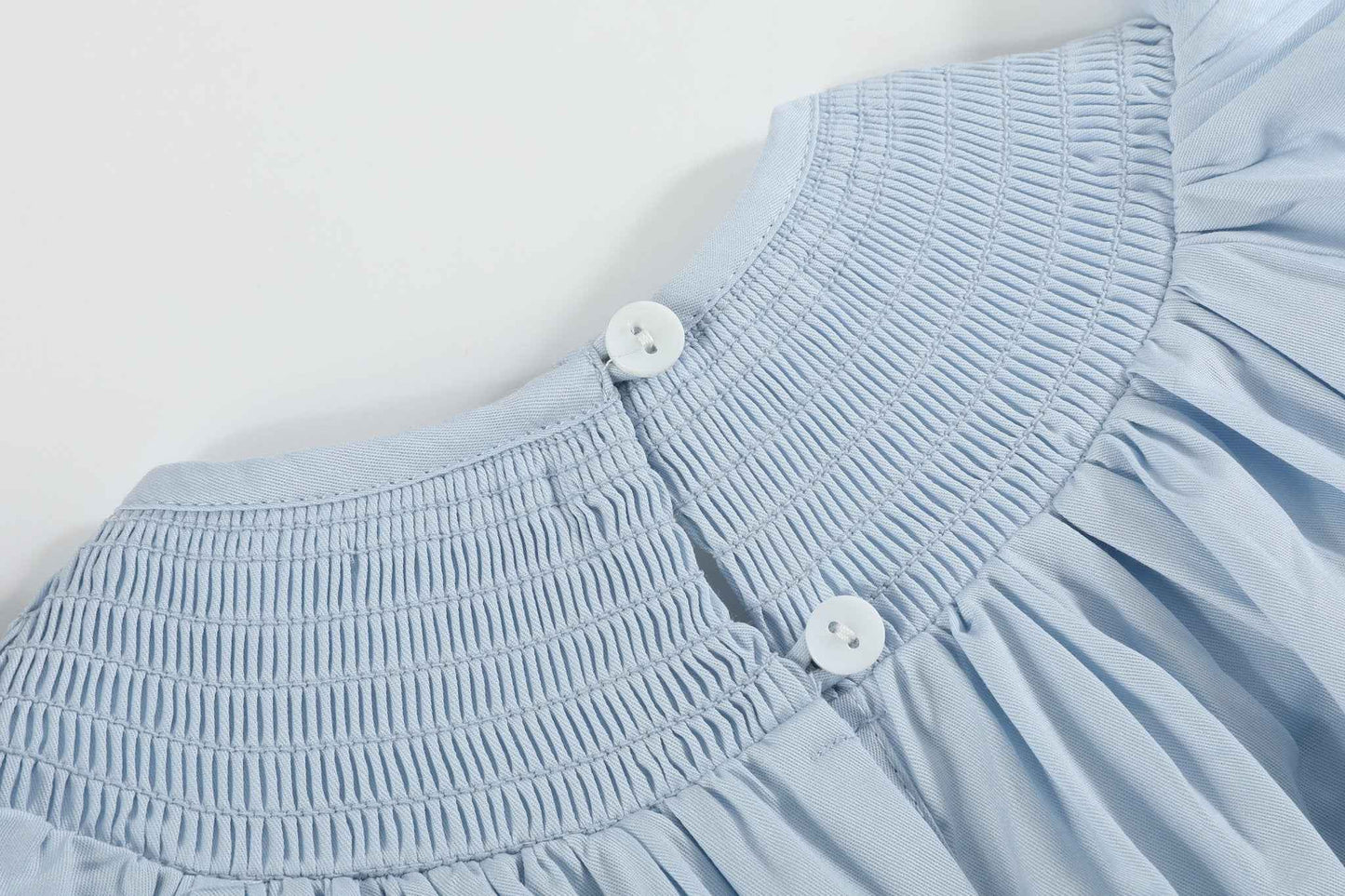 Blue Floral Crosses Smocked Bishop Dress - Abbies Place