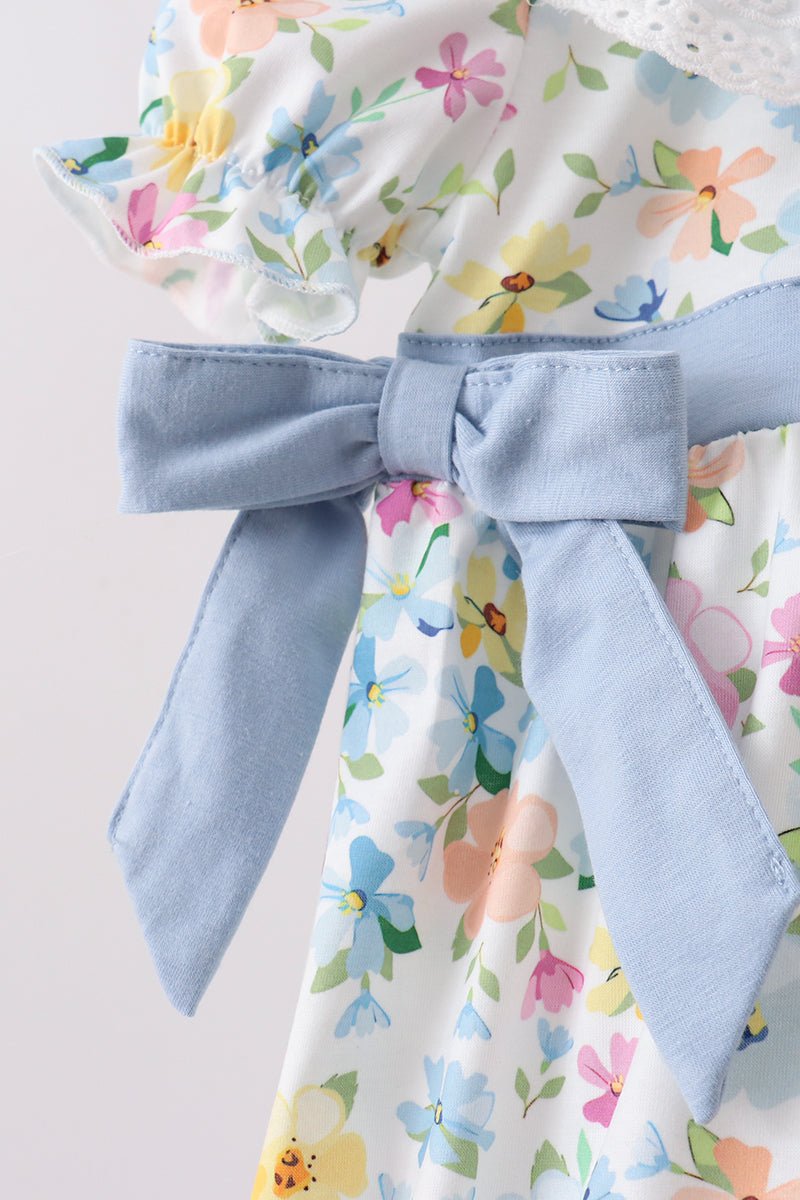 Blue Floral Lace Bubble - Abbies Place