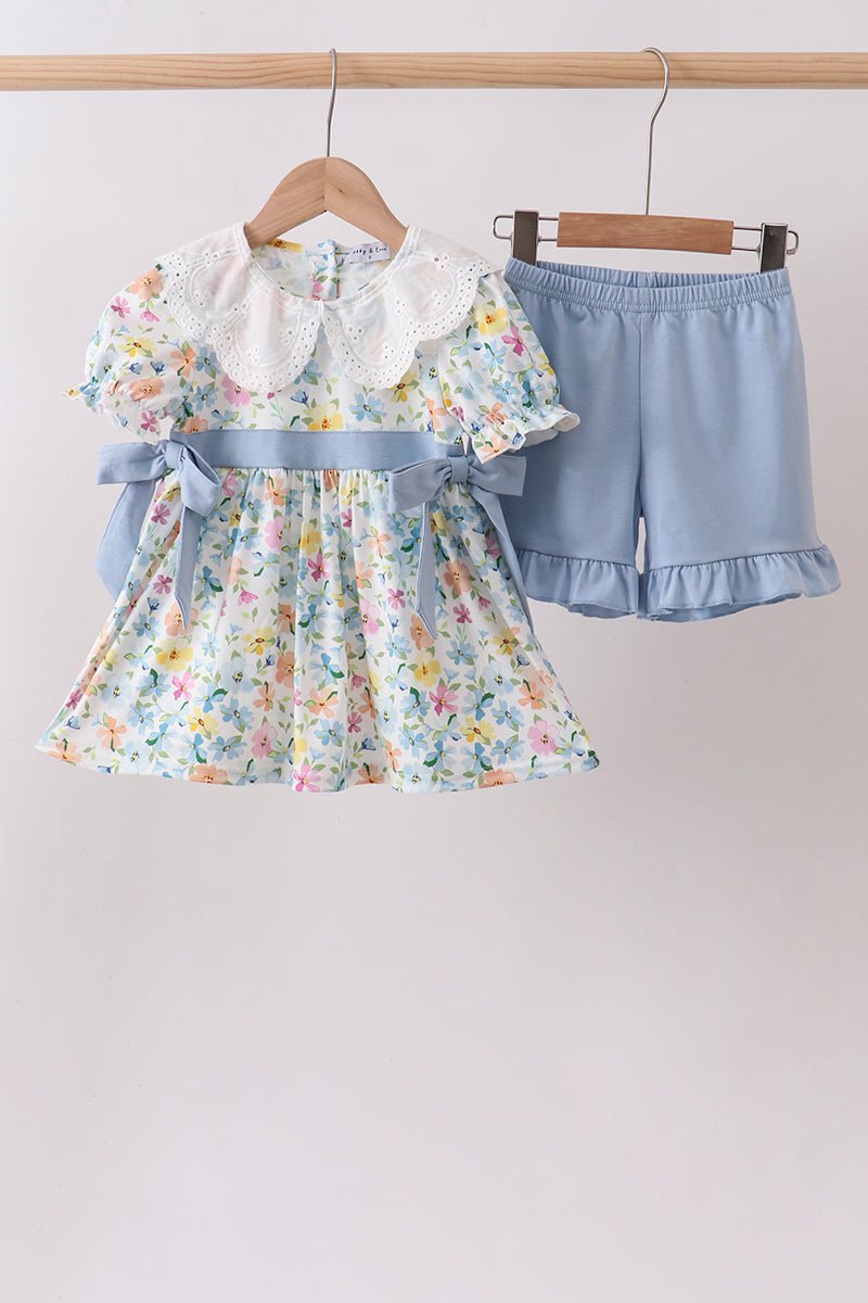 Blue Floral Lace Set - Abbies Place