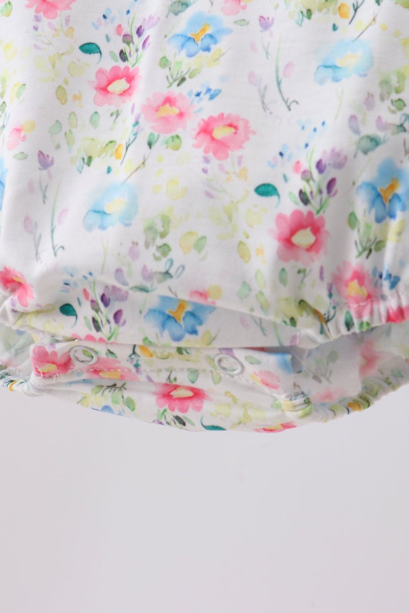 Blue Floral Ruffle Bubble - Abbies Place
