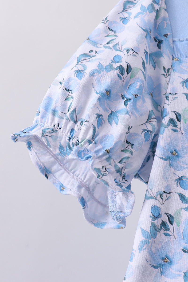 Blue floral ruffle dress - Abbies Place