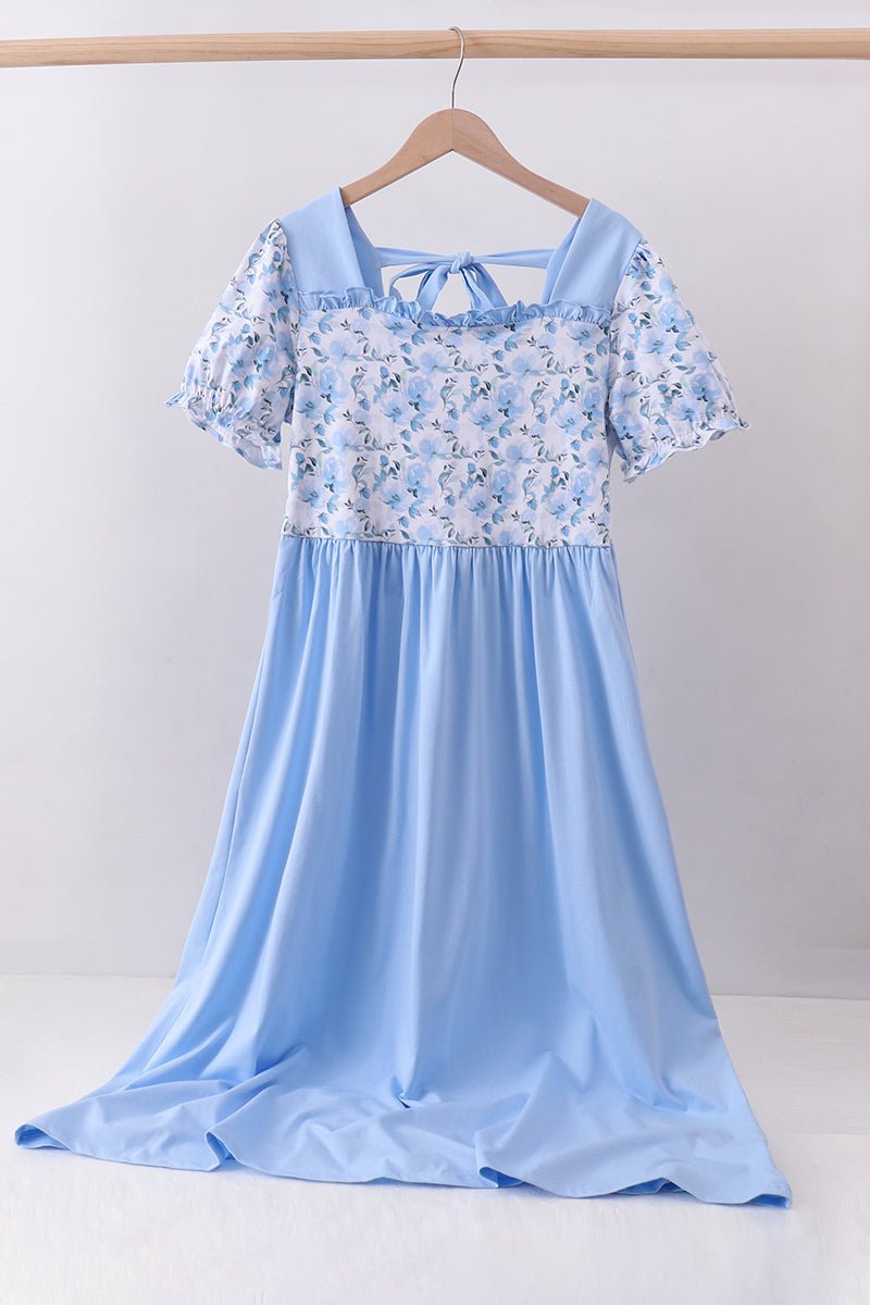 Blue floral ruffle dress - Abbies Place