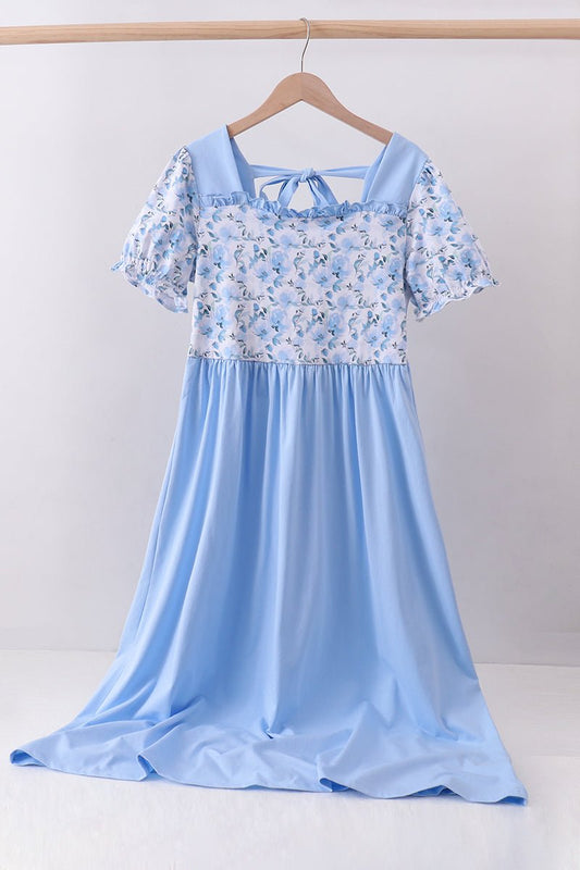 Blue floral ruffle dress - Abbies Place