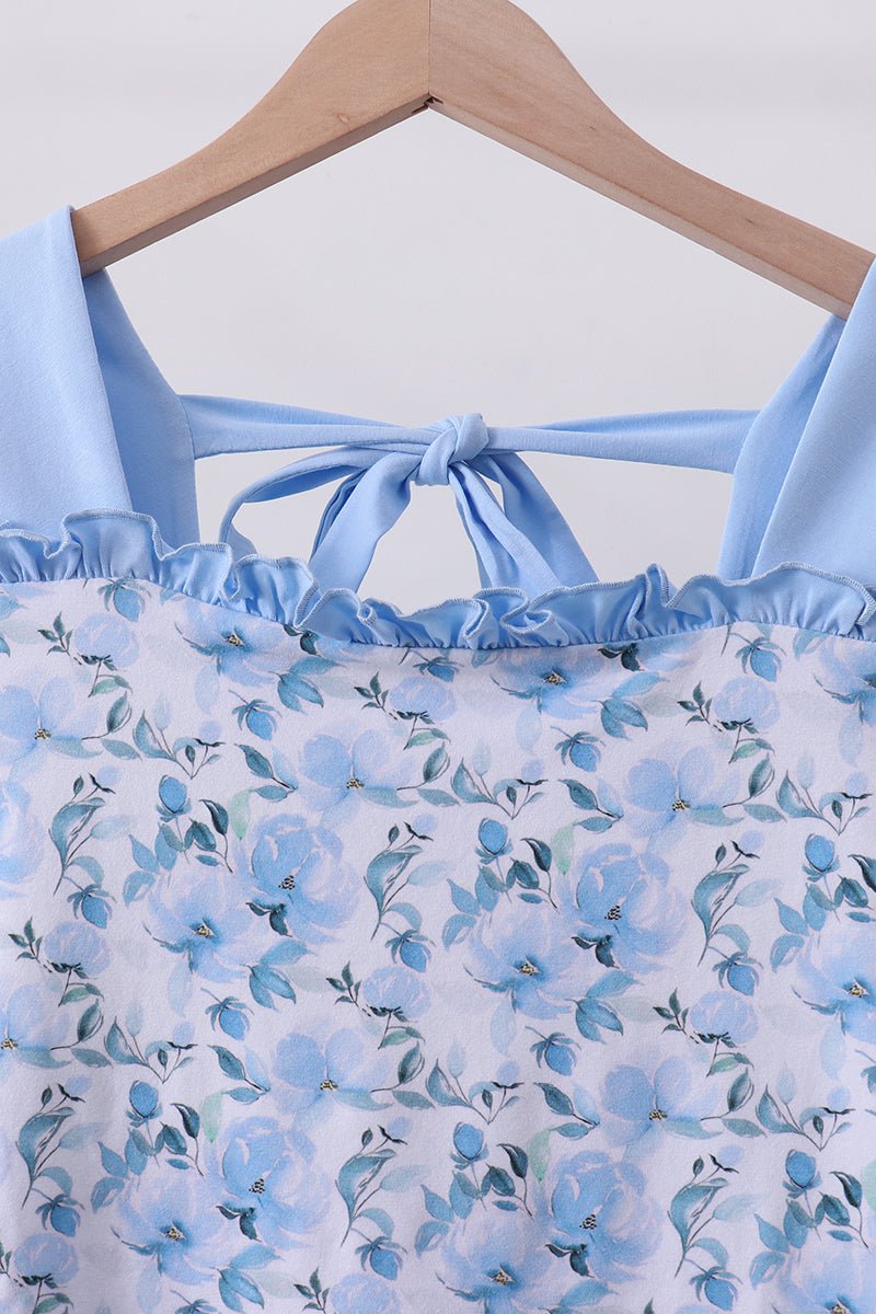 Blue floral ruffle dress - Abbies Place