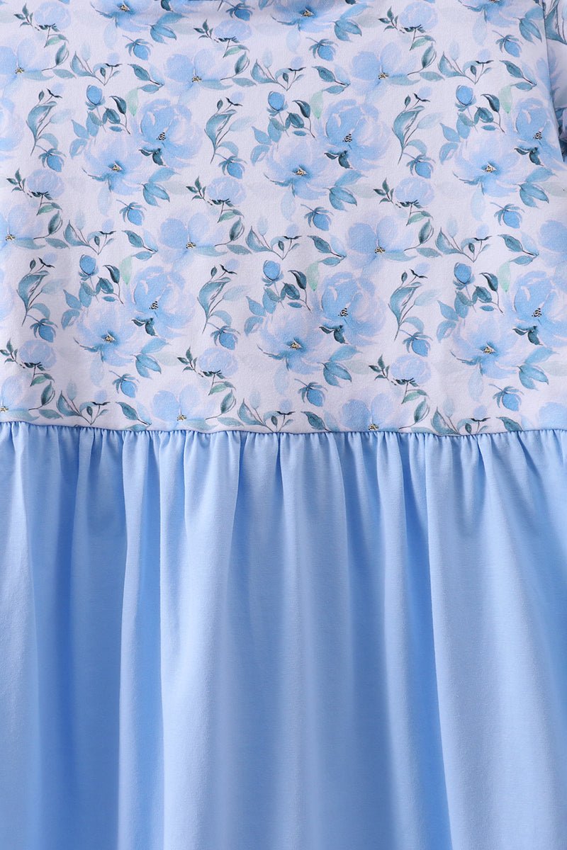 Blue floral ruffle dress - Abbies Place
