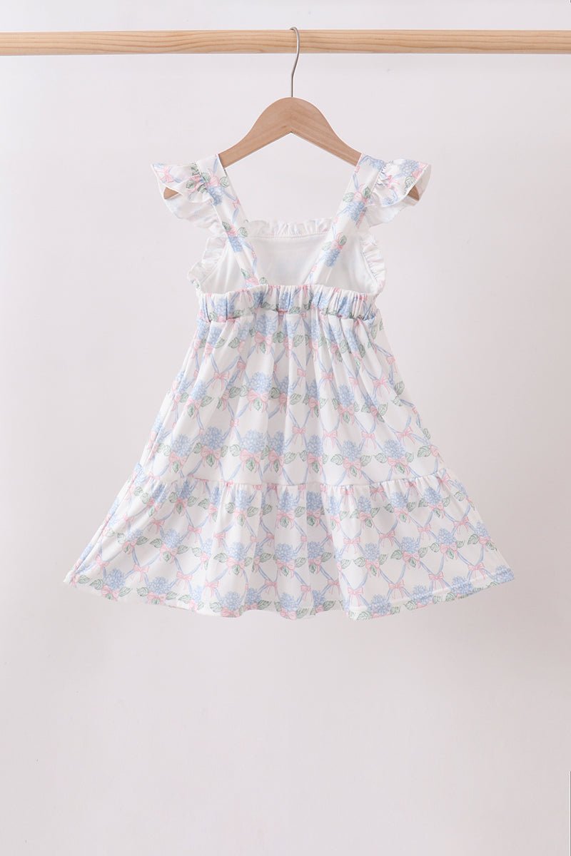 Blue Floral Ruffle Dress - Abbies Place