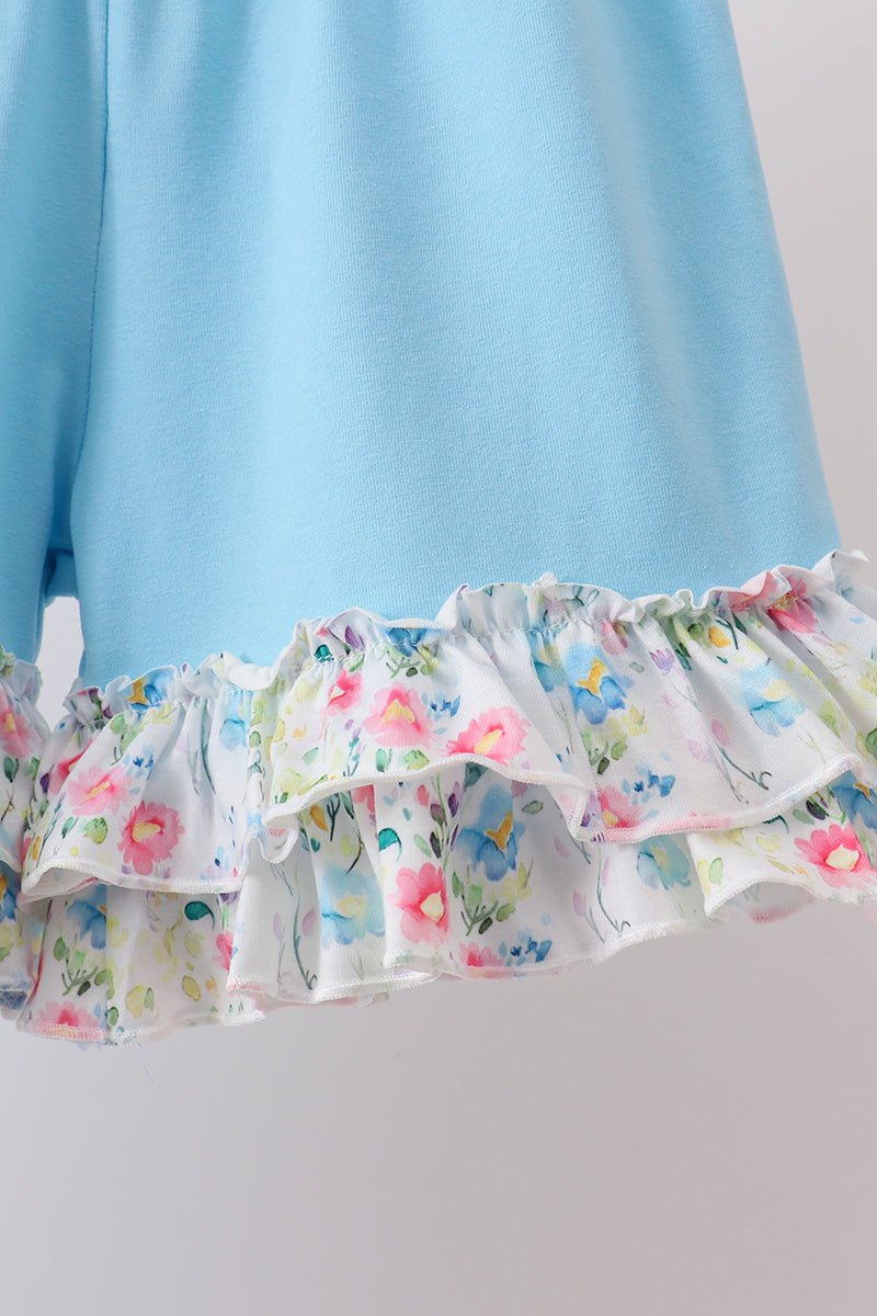 Blue Floral Ruffle Set - Abbies Place