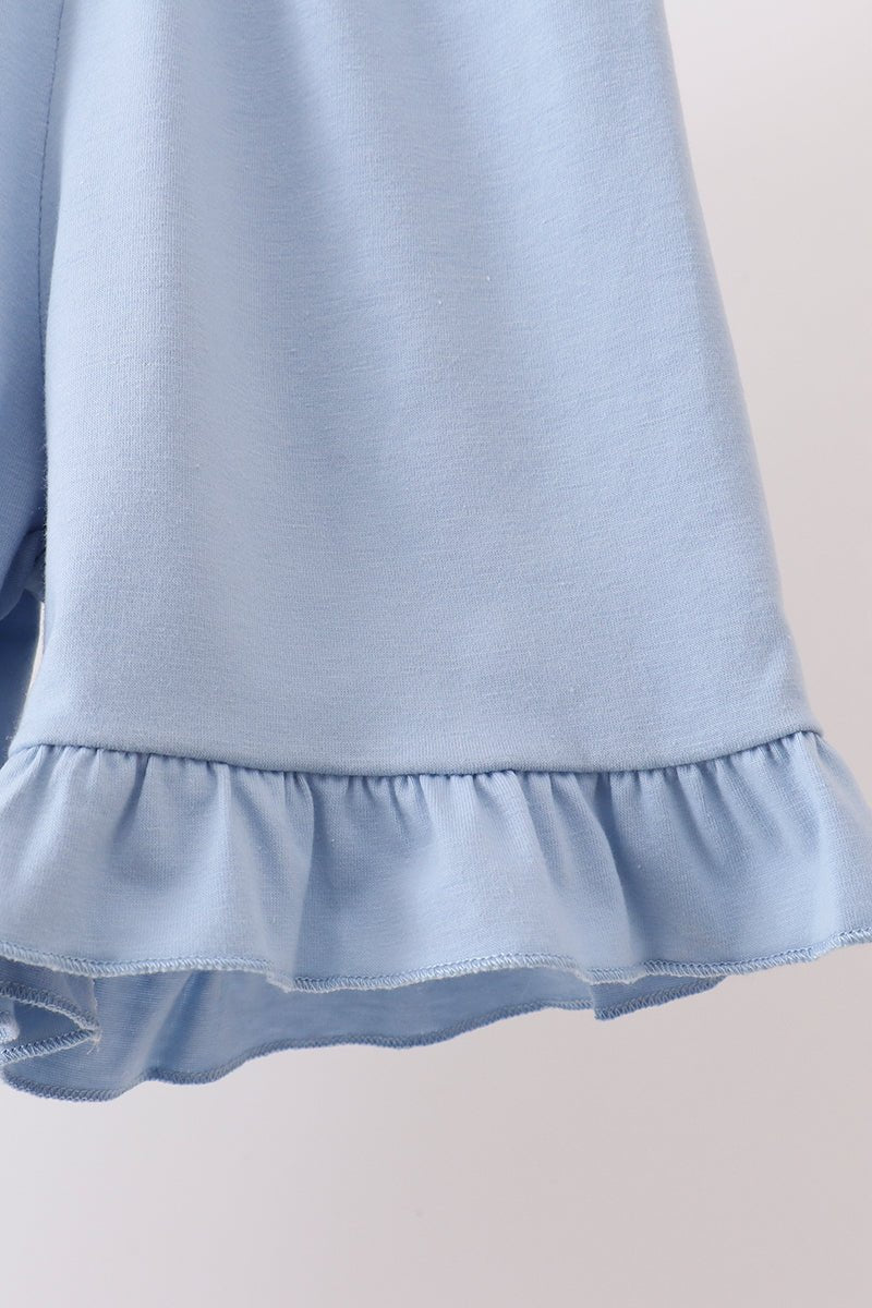 Blue Floral Smocked Ruffle Set - Abbies Place