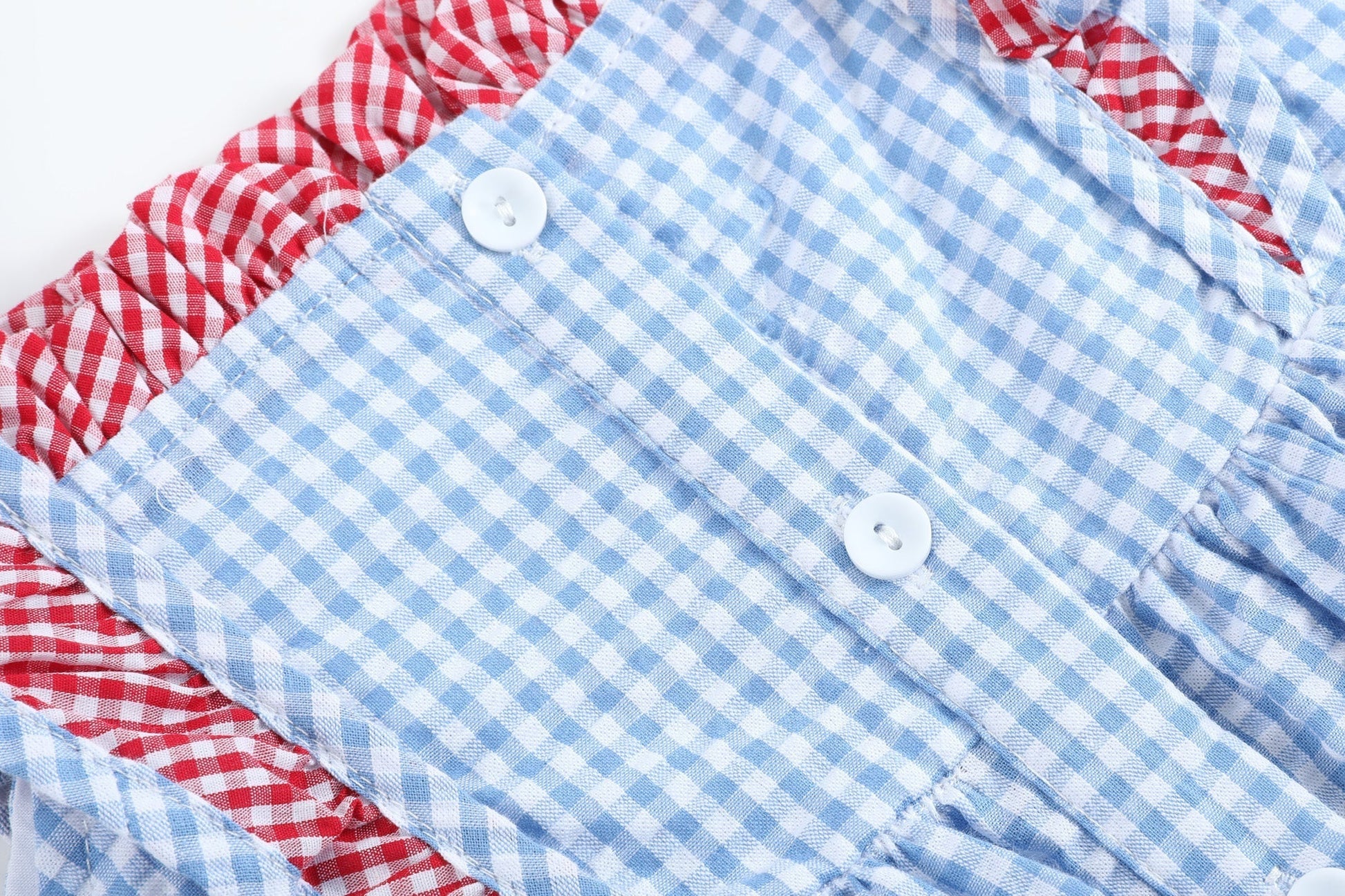 Blue Gingham American Flag Ruffle Dress - Abbies Place