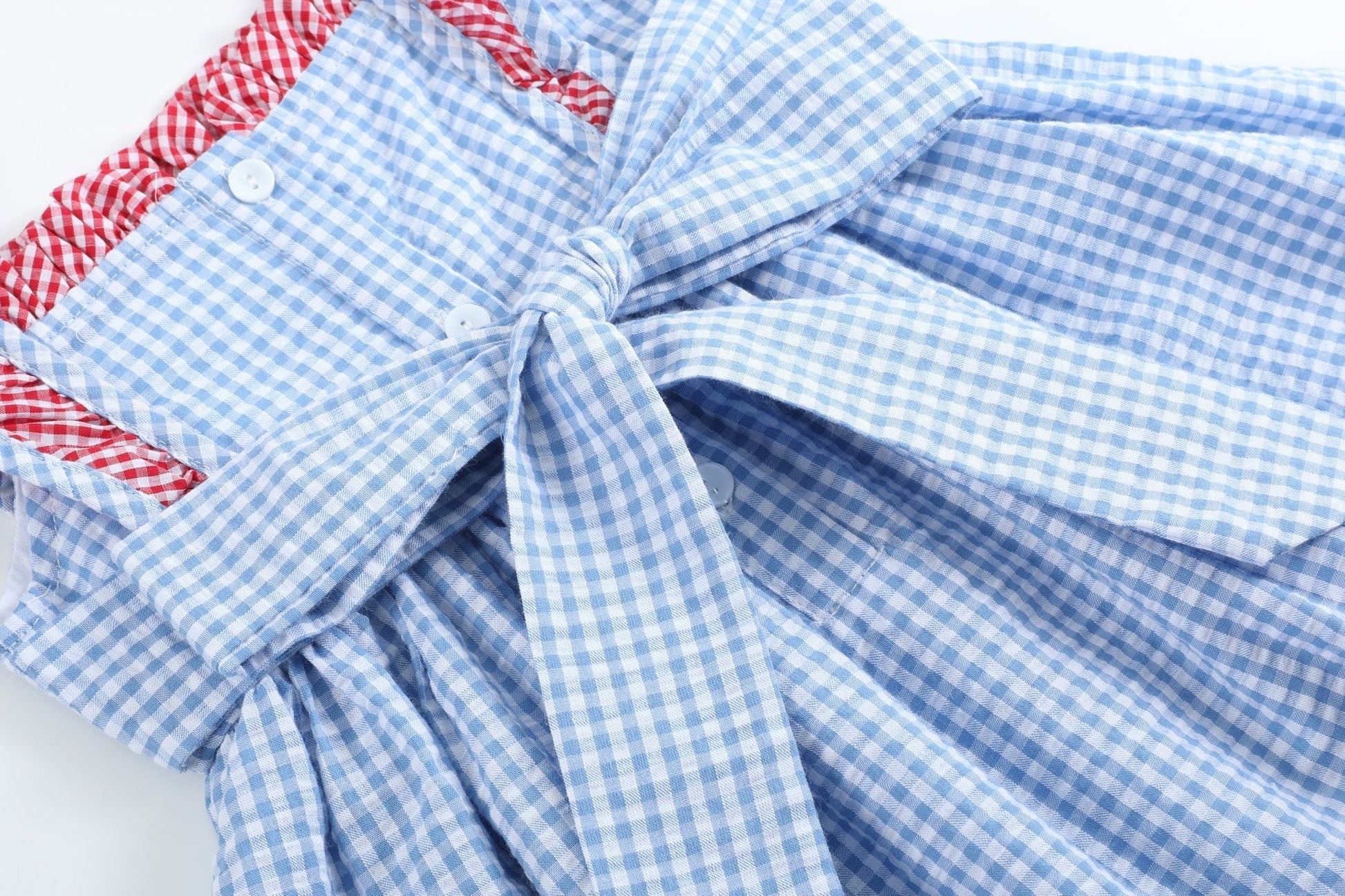 Blue Gingham American Flag Ruffle Dress - Abbies Place