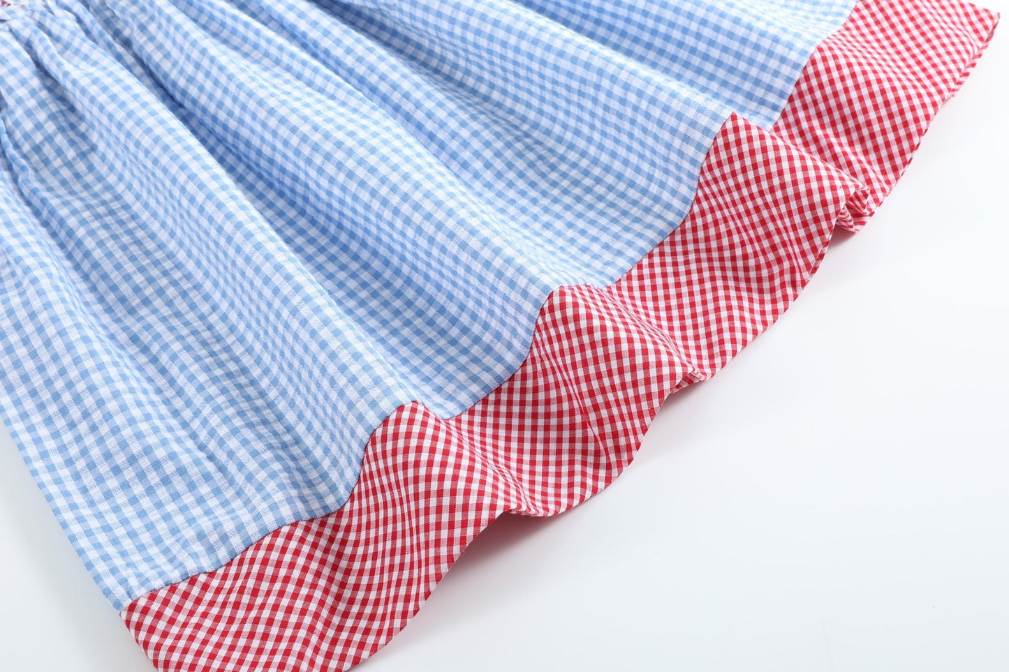 Blue Gingham American Flag Ruffle Dress - Abbies Place