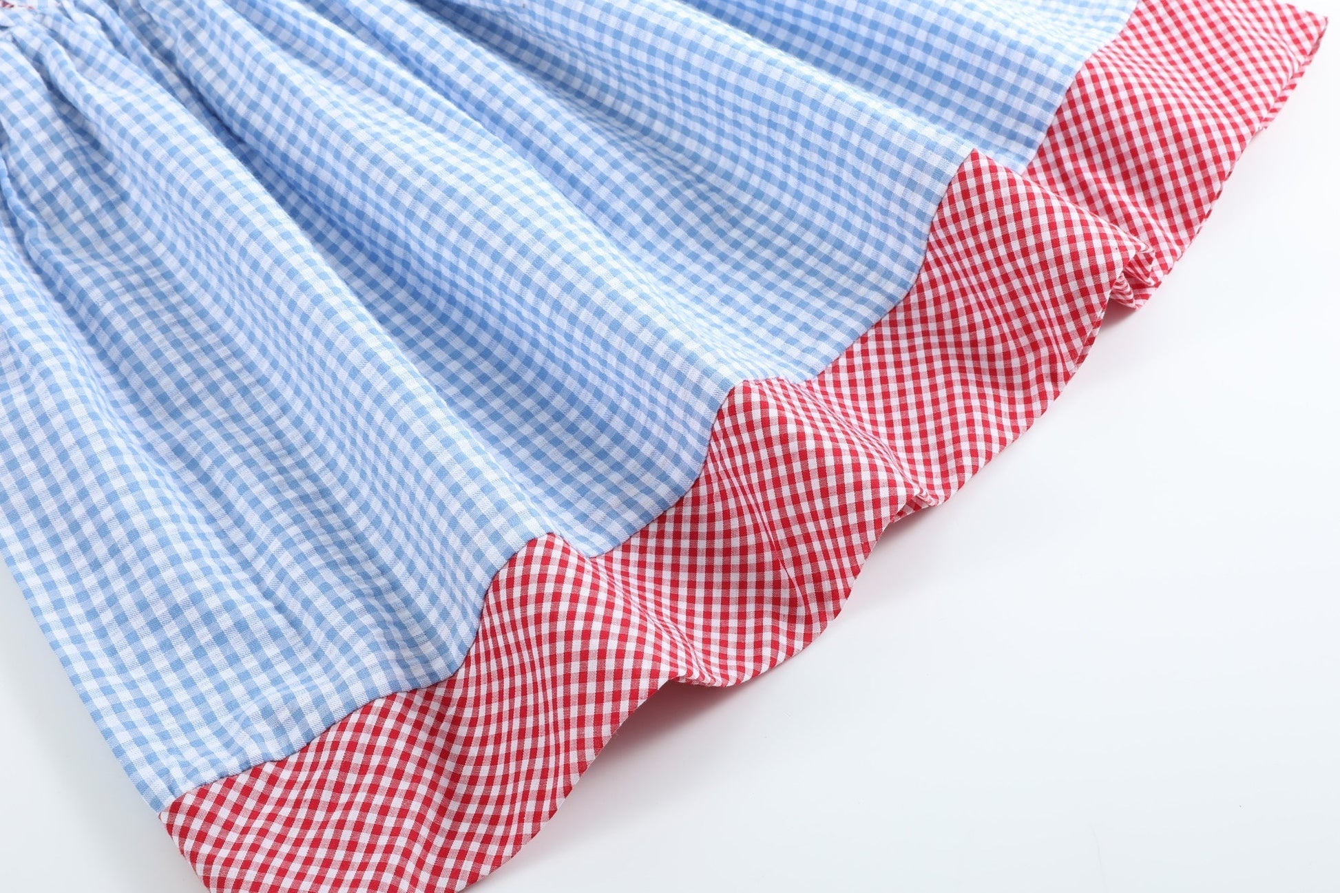 Blue Gingham American Flag Ruffle Dress - Abbies Place