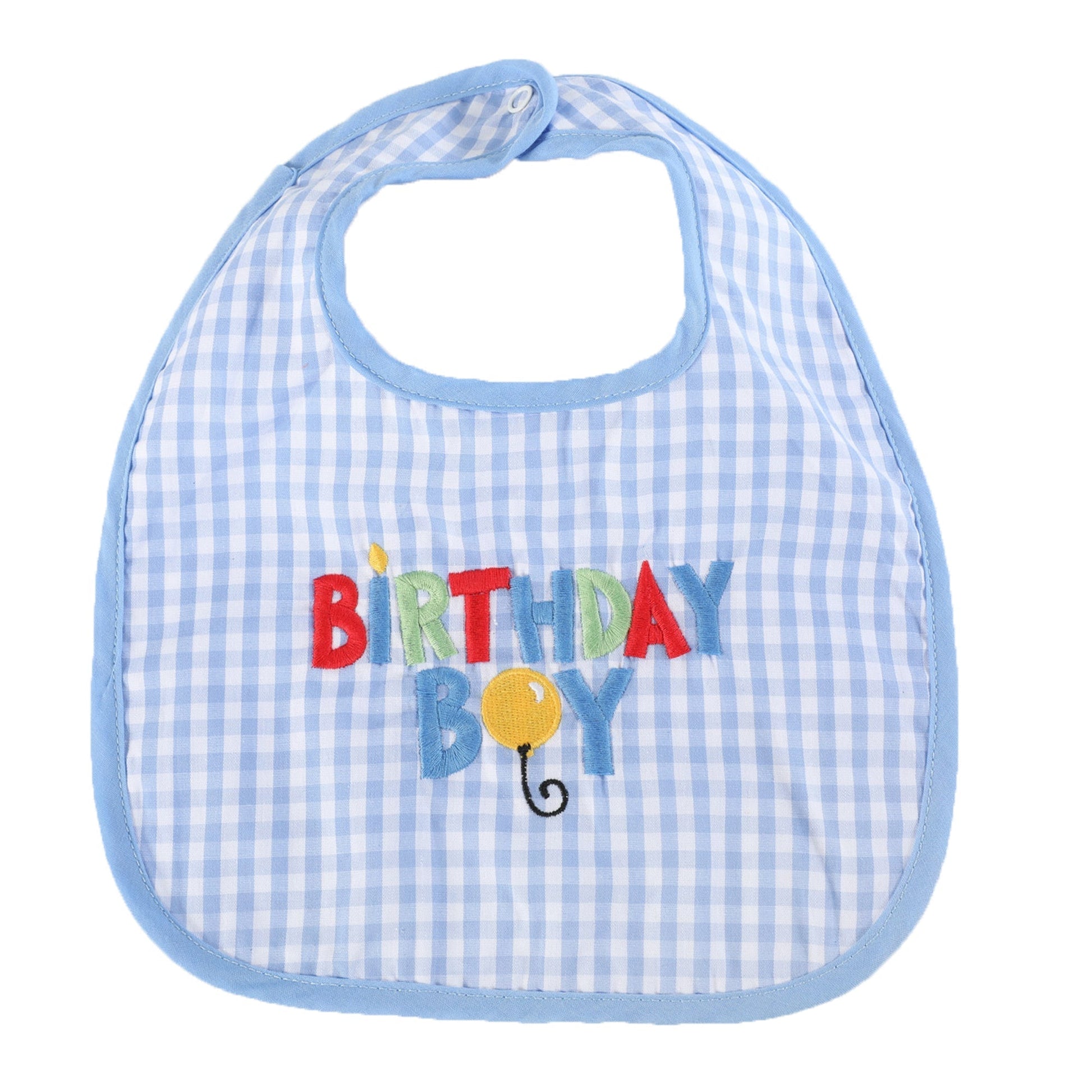 Blue Gingham 'Birthday Boy' Bib - Abbies Place