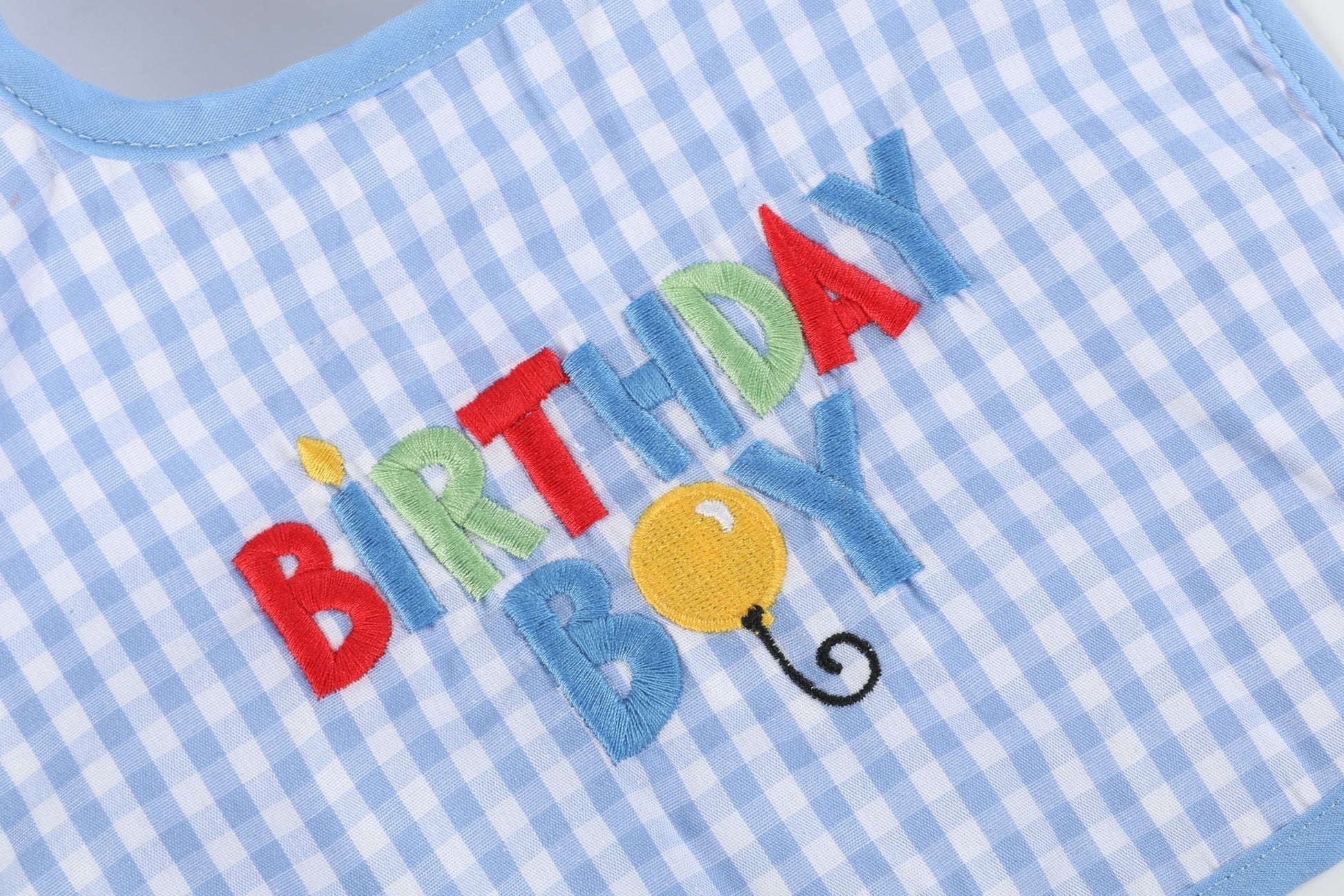 Blue Gingham 'Birthday Boy' Bib - Abbies Place