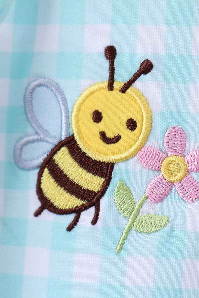 Blue gingham butterfly & bee pocket flutter dress - Abbies Place